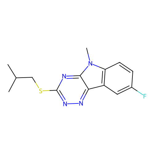 8-Fluoro-5-methyl-3-(2-methylpropylsulfanyl)-[1,2,4]triazino[5,6-b]indole structure