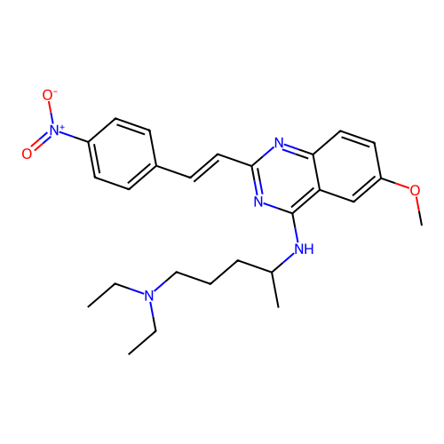 Quinazoline, 4-(4-diethylamino)-1-(methylbutylamino)-6-methoxy-2-(p-nitrostyryl)- structure