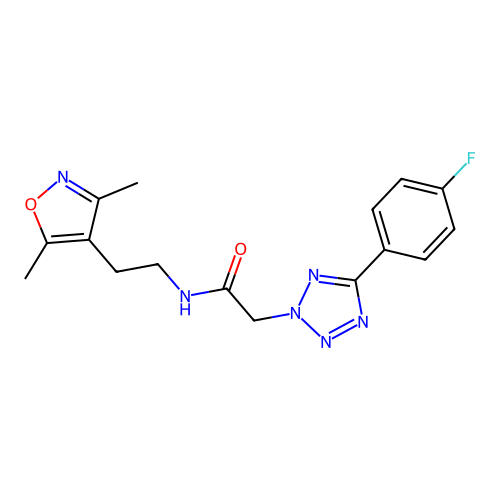N-[2-(3,5-dimethyl-1,2-oxazol-4-yl)ethyl]-2-[5-(4-fluorophenyl)tetrazol-2-yl]acetamide structure