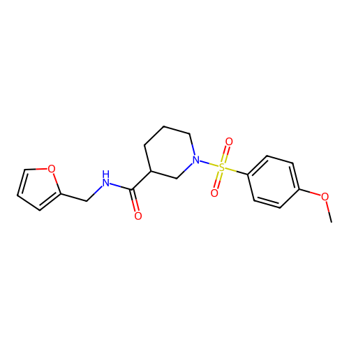 N-(furan-2-ylmethyl)-1-((4-methoxyphenyl)sulfonyl)piperidine-3-carboxamide structure