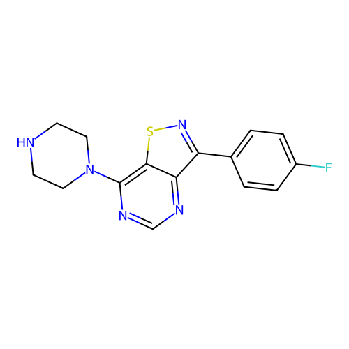 1-[3-(4-Fluorophenyl)-[1,2]thiazolo[4,5-D]pyrimidin-7-YL]piperazine structure