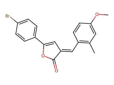 (3E)-5-(4-bromophenyl)-3-(4-methoxy-2-methylbenzylidene)furan-2(3H)-one structure
