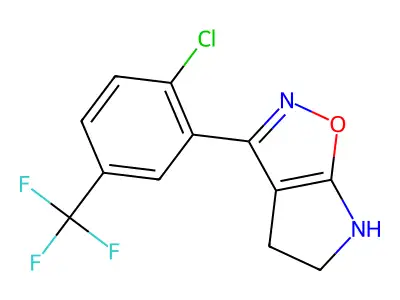 3-[2-chloro-5-(trifluoromethyl)phenyl]-5,6-dihydro-4H-pyrrolo[3,2-d][1,2]oxazole structure