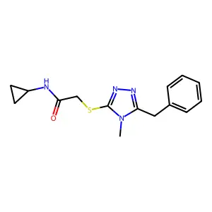 2-[(5-benzyl-4-methyl-1,2,4-triazol-3-yl)sulfanyl]-N-cyclopropylacetamide structure
