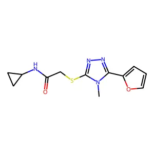 N-cyclopropyl-2-[[5-(furan-2-yl)-4-methyl-1,2,4-triazol-3-yl]sulfanyl]acetamide structure