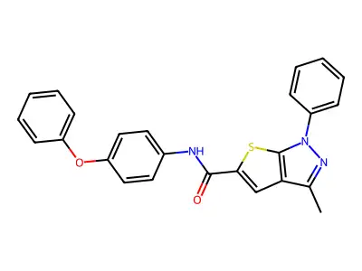 (3-methyl-1-phenylthiopheno[4,5-d]pyrazol-5-yl)-N-(4-phenoxyphenyl)carboxamide structure