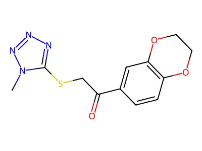 1-(2,3-Dihydro-1,4-benzodioxin-6-yl)-2-(1-methyltetrazol-5-yl)sulfanylethanone structure