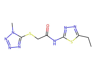 N-(5-ethyl-1,3,4-thiadiazol-2-yl)-2-(1-methyltetrazol-5-yl)sulfanylacetamide structure