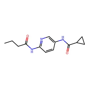 N-[6-(butanoylamino)pyridin-3-yl]cyclopropanecarboxamide structure