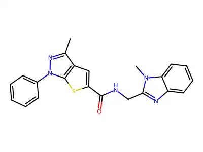 1H-Thieno[2,3-c]pyrazole-5-carboxamide,3-methyl-N-[(1-methyl-1H-benzimidazol-2-yl)methyl]-1-phenyl-(9CI) structure