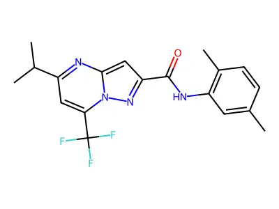 N-(2,5-Dimethylphenyl)-5-isopropyl-7-(trifluoromethyl)pyrazolo[1,5-a]pyrimidine-2-carboxamide structure