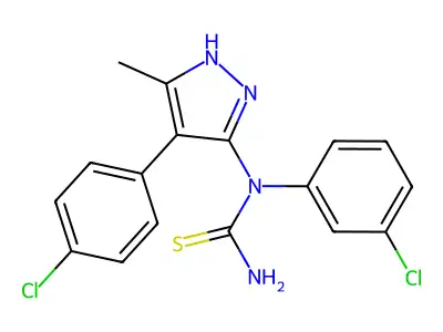1-(3-chlorophenyl)-3-[4-(4-chlorophenyl)-5-methyl-1H-pyrazol-3-yl]thiourea structure