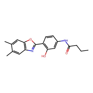 N-[4-(5,6-dimethyl-1,3-benzoxazol-2-yl)-3-hydroxyphenyl]butanamide structure