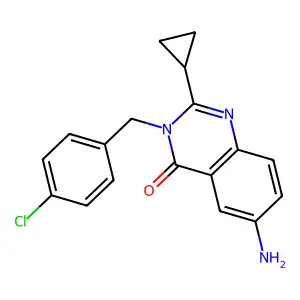 6-amino-3-(4-chlorobenzyl)-2-cyclopropylquinazolin-4(3H)-one structure