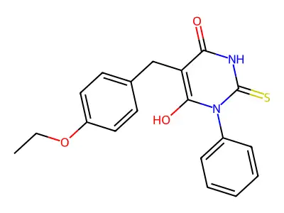 5-[(4-Ethoxyphenyl)methyl]-6-hydroxy-1-phenyl-2-sulfanylidenepyrimidin-4-one structure