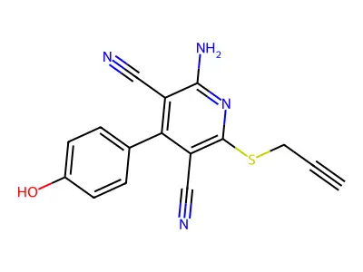 2-Amino-4-(4-hydroxyphenyl)-6-(2-propynylsulfanyl)-3,5-pyridinedicarbonitrile structure