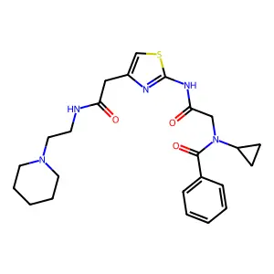 N-Cyclopropyl-N-(2-oxo-2-{[4-(2-oxo-2-{[2-(piperidin-1-yl)ethyl]amino}ethyl)-1,3-thiazol-2-yl]amino}ethyl)benzamide structure