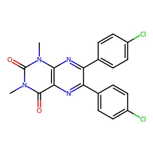 6,7-Bis(4-chlorophenyl)-1,3-dimethylpteridine-2,4(1H,3H)-dione structure