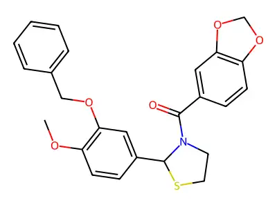 (2H-1,3-Benzodioxol-5-yl){2-[3-(benzyloxy)-4-methoxyphenyl]-1,3-thiazolidin-3-yl}methanone structure