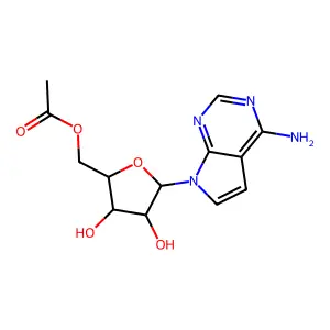 [5-(4-Aminopyrrolo[2,3-d]pyrimidin-7-yl)-3,4-dihydroxyoxolan-2-yl]methyl acetate structure
