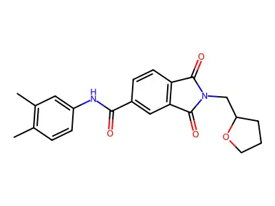 N-(3,4-dimethylphenyl)-1,3-dioxo-2-(oxolan-2-ylmethyl)isoindole-5-carboxamide structure