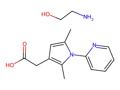 1H-Pyrrole-3-acetic acid, 2,5-dimethyl-1-(2-pyridinyl)-, compd. with 2-aminoethanol (1:1) structure
