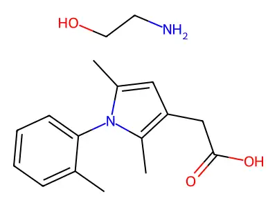 1H-Pyrrole-3-acetic acid, 2,5-dimethyl-1-(2-methylphenyl)-, compd. with 2-aminoethanol (1:1) structure