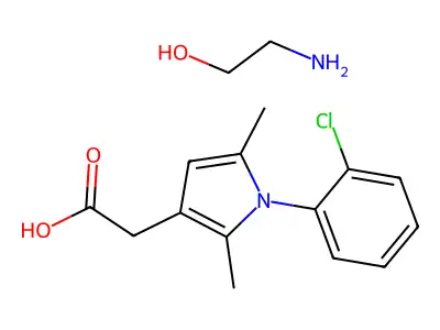 1-(2-Chlorophenyl)-2,5-dimethyl-1H-pyrrole-3-acetic acid compd. with 2-aminoethanol (1:1) structure