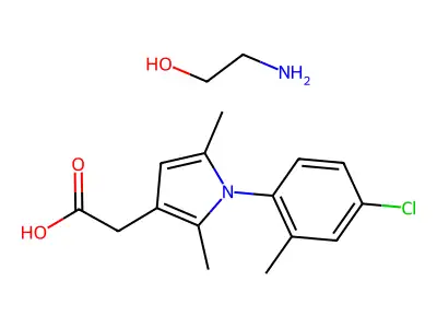 1-(4-Chloro-2-methylphenyl)-2,5-dimethyl-1H-pyrrole-3-acetic acid compd. with 2-aminoethanol structure