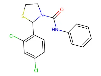 2-(2,4-dichlorophenyl)-N-phenyl-1,3-thiazolidine-3-carboxamide structure