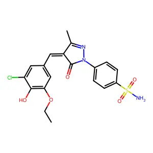 4-[(4E)-4-[(3-Chloro-5-ethoxy-4-hydroxyphenyl)methylidene]-3-methyl-5-oxopyrazol-1-yl]benzenesulfonamide structure