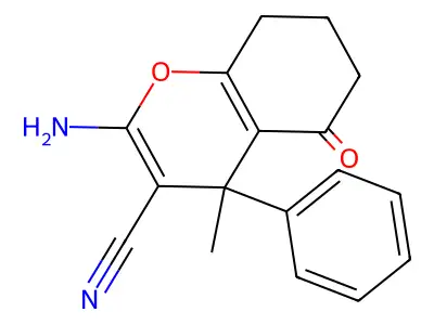 2-amino-4-methyl-5-oxo-4-phenyl-7,8-dihydro-6H-chromene-3-carbonitrile structure