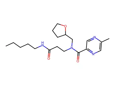 5-Methyl-N-[(oxolan-2-yl)methyl]-N-[3-oxo-3-(pentylamino)propyl]pyrazine-2-carboxamide structure