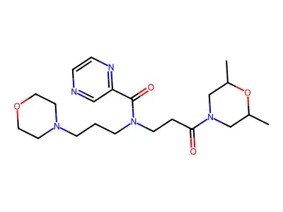 N-[3-(2,6-dimethylmorpholin-4-yl)-3-oxo-propyl]-N-(3-morpholin-4-ylpropyl)pyrazine-2-carboxamide structure