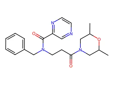 N-benzyl-N-[3-(2,6-dimethylmorpholin-4-yl)-3-oxo-propyl]pyrazine-2-carboxamide structure