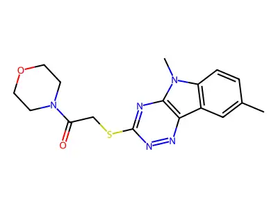 Morpholine, 4-[[(5,8-dimethyl-5H-1,2,4-triazino[5,6-B]indol-3-YL)thio]acetyl]- structure