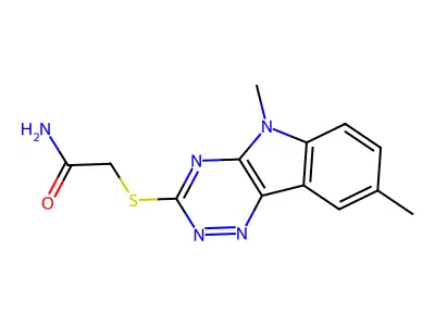 2-[(5,8-Dimethyl-[1,2,4]triazino[5,6-b]indol-3-yl)sulfanyl]acetamide structure
