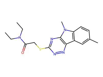 Acetamide,2-[(5,8-dimethyl-5H-1,2,4-triazino[5,6-B]indol-3-YL)thio]-N,N-diethyl- structure