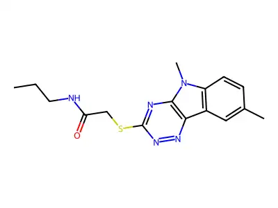 Acetamide,2-[(5,8-dimethyl-5H-1,2,4-triazino[5,6-B]indol-3-YL)thio]-N-propyl- structure