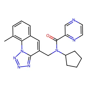 N-Cyclopentyl-N-[(9-methyltetrazolo[1,5-a]quinolin-4-yl)methyl]-2-pyrazinecarboxamide structure