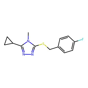 3-Cyclopropyl-5-[(4-fluorophenyl)methylsulfanyl]-4-methyl-1,2,4-triazole structure