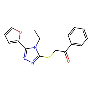 2-[[4-Ethyl-5-(furan-2-yl)-1,2,4-triazol-3-yl]sulfanyl]-1-phenylethanone structure
