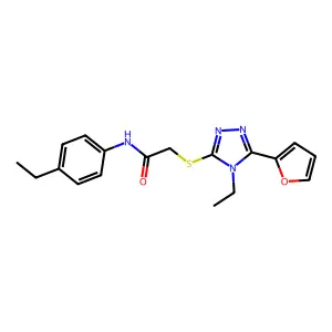 2-((4-Ethyl-5-(2-furyl)-4H-1,2,4-triazol-3-YL)thio)-N-(4-ethylphenyl)acetamide structure