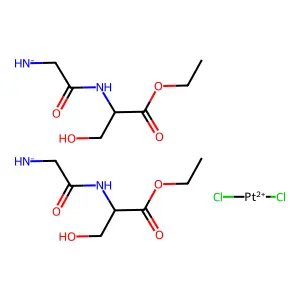 Dichlorobis(ethyl N-glycyl-L-serinate-NN)platinum, (SP-4-2)- structure