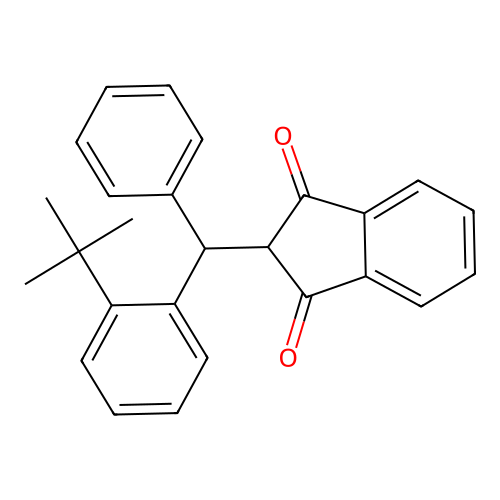 2-[(2-Tert-butylphenyl)-phenylmethyl]indene-1,3-dione structure