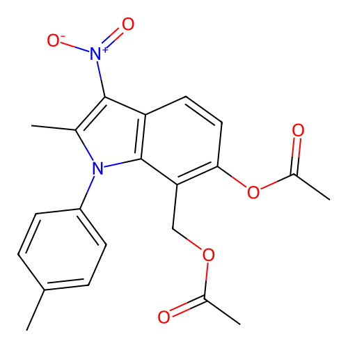[6-Acetyloxy-2-methyl-1-(4-methylphenyl)-3-nitroindol-7-yl]methyl acetate structure