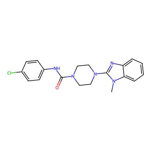 N-(4-chlorophenyl)-4-(1-methylbenzimidazol-2-yl)piperazine-1-carboxamide structure