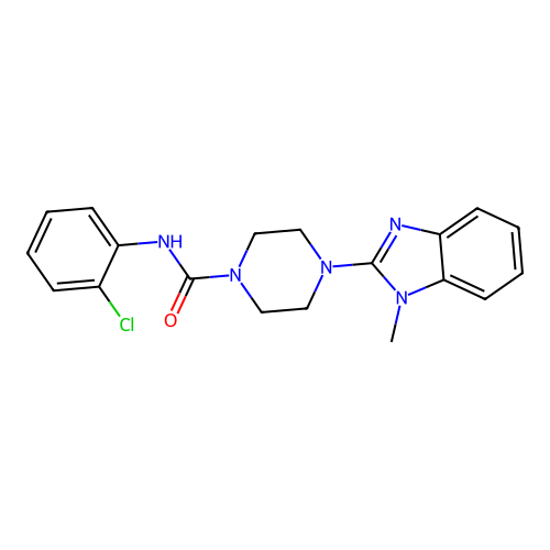 N-(2-chlorophenyl)-4-(1-methylbenzimidazol-2-yl)piperazine-1-carboxamide structure