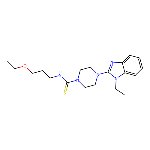 N-(3-ethoxypropyl)-4-(1-ethylbenzimidazol-2-yl)piperazine-1-carbothioamide structure