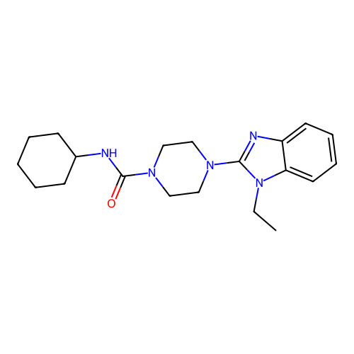 4-(1-Ethyl-1H-benzoimidazol-2-yl)-piperazine-1-carboxylic acid cyclohexylamide structure